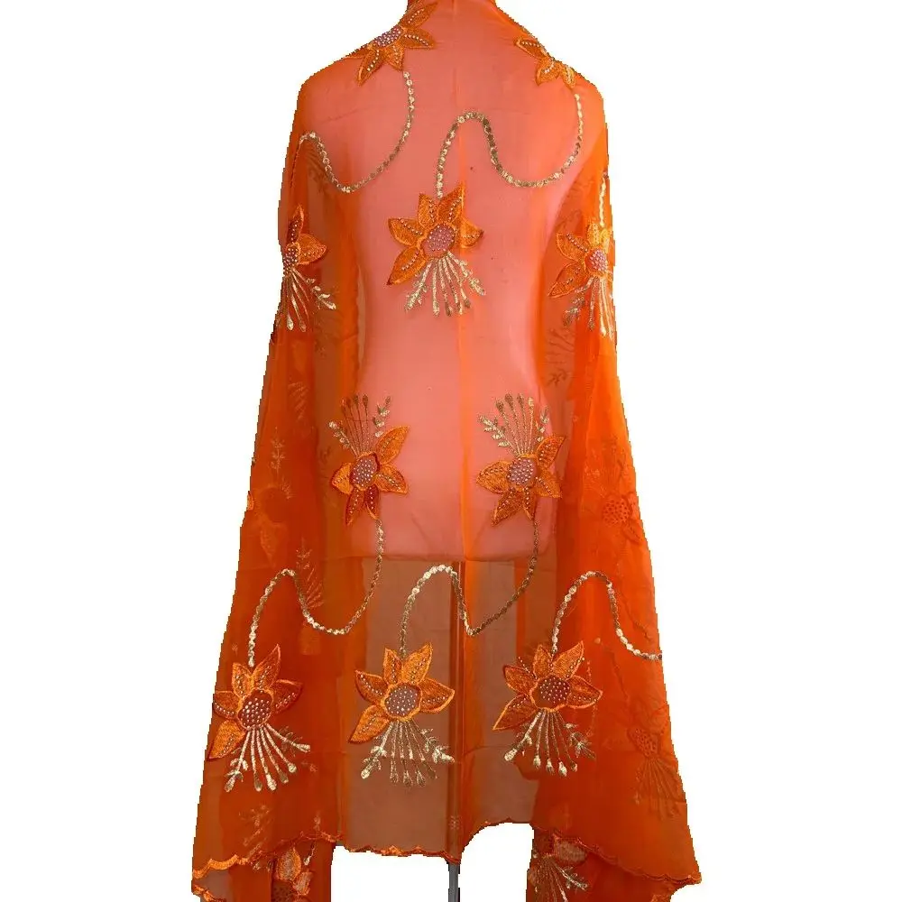 

2025 New Dubai Scarf For Muslim Women African Chiffon big Hijab Islam Hijab Pashmina Turban Headscarf Embroidery Shawls