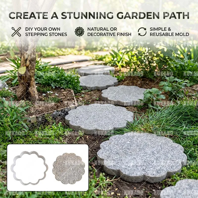 3D Colored Concrete Polygonal Stepping Stone Mold for Garden Courtyard Paving DIY Channel Decoration Plastic Template