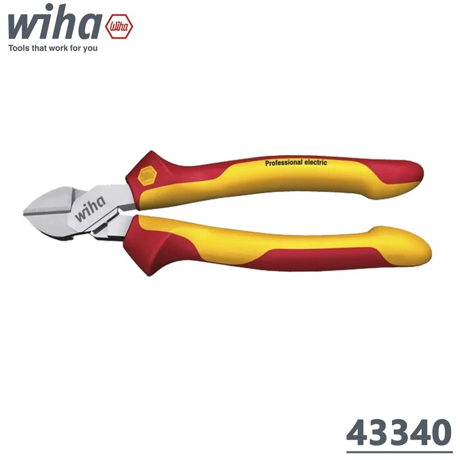 WIHA 43340 1000V VDE Insulated Side Cutter Cutting Pliers 180mm Professional Electrician Diagonal Cutters Repair Hand Tools
