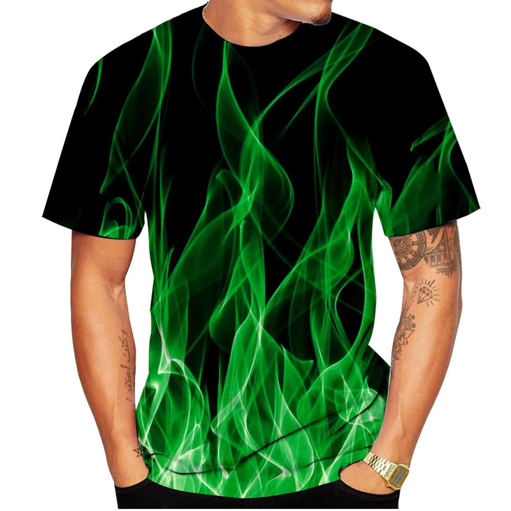Cool Fire Flame 3D Print T-Shirts Men Women Hip Hop Short Sleeve T Shirt Streetwear Oversized Harajuku Y2k Tees Top Kid Clothing image 4