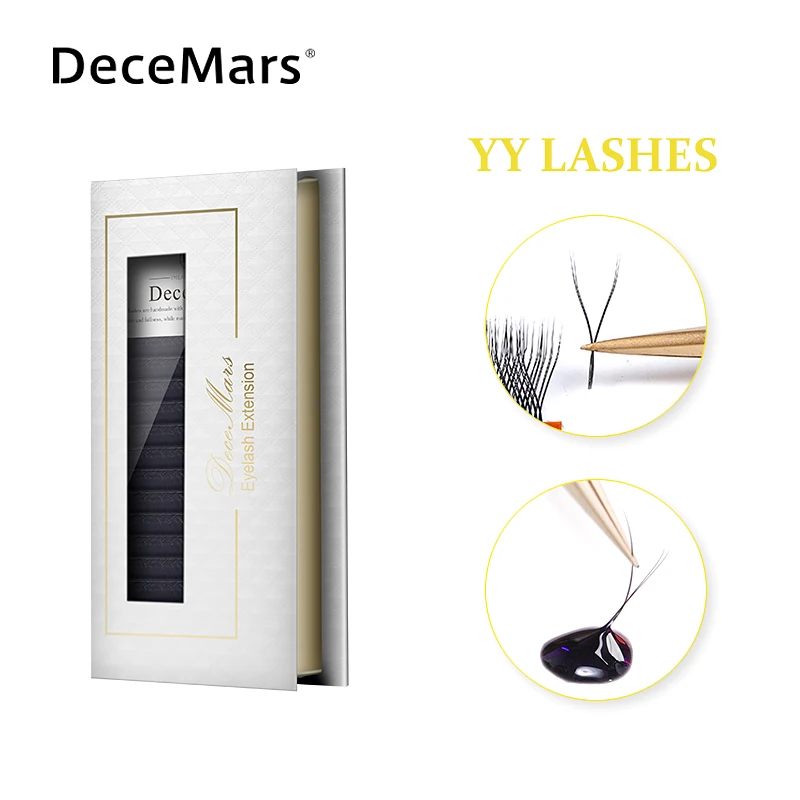 DeceMars YY Shape  Black Brown Eyelashes Extensions Two Tip Lashes C/D Curl  High Quality  Idividual