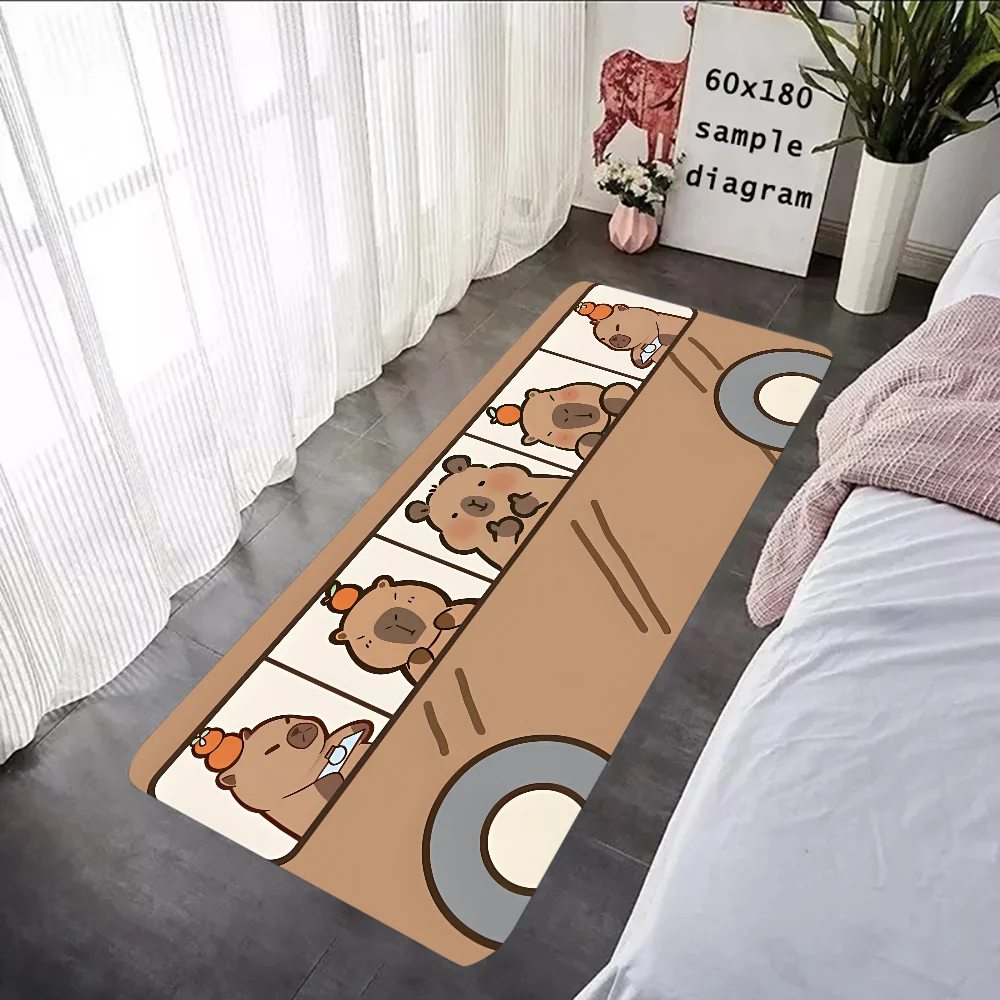 

Cartoon Cute Capybara Floor Mat Graphic Printed Flannel Doormats For Bathroom Kitchen Entrance Carpet Home Decor