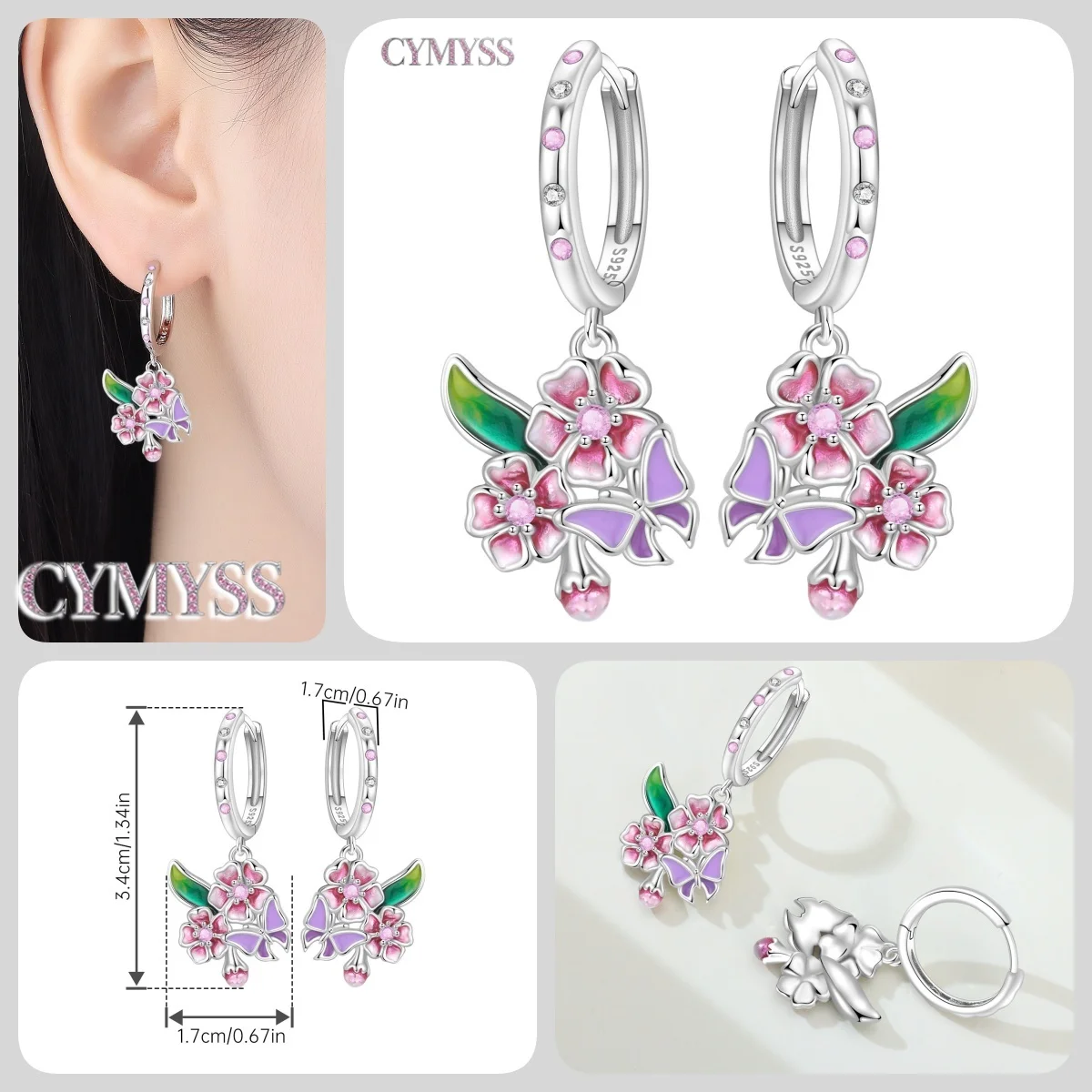 2026 Original 925 Sterling Silber Nadel mit Zirkon Pflanzenmotiven Blaue Iris Blumen Ohrringe für Damen Party Modeschmuck – Detail 5