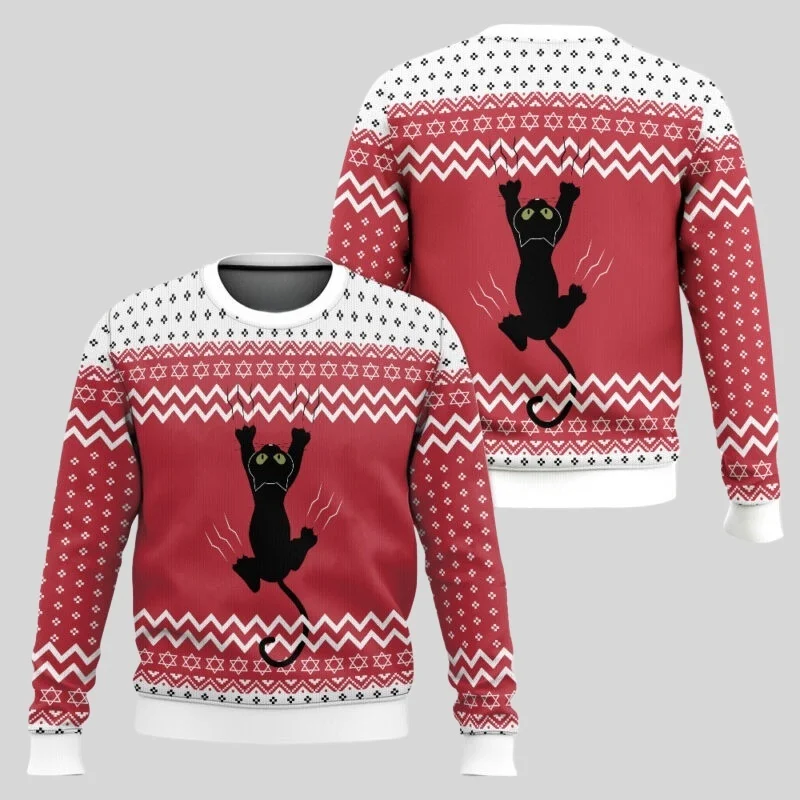 25/26 Gatto nero Bevanda Caffè Brutto maglioni di Natale Stili multipli Divertente festa di festa Pullover Maglione Famiglia Regalo di Natale