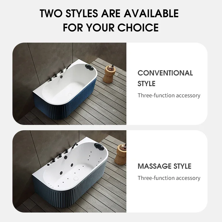 

Indoor Bathroom Soaking Whirlpool Air Jacuzzi Modern Artificial Stone Freestanding Spa