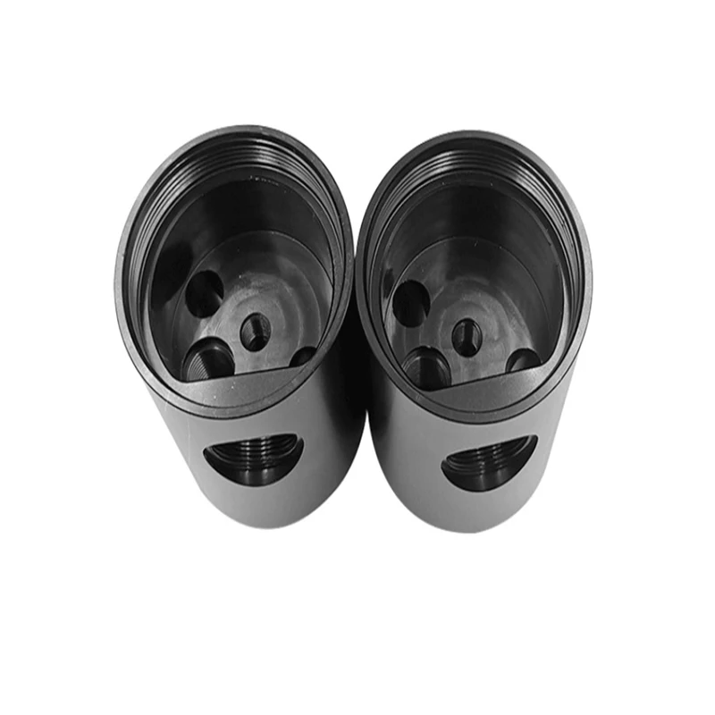 CNC machined black plastic cylindrical cavity parts for industrial / electronic connection components