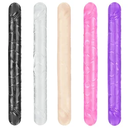 Soft Jelly Dildo Double Long 46cm Realistic Cock Lesbian Vaginal Anal Plug Flexible Fake Penis for Women Sex Toys