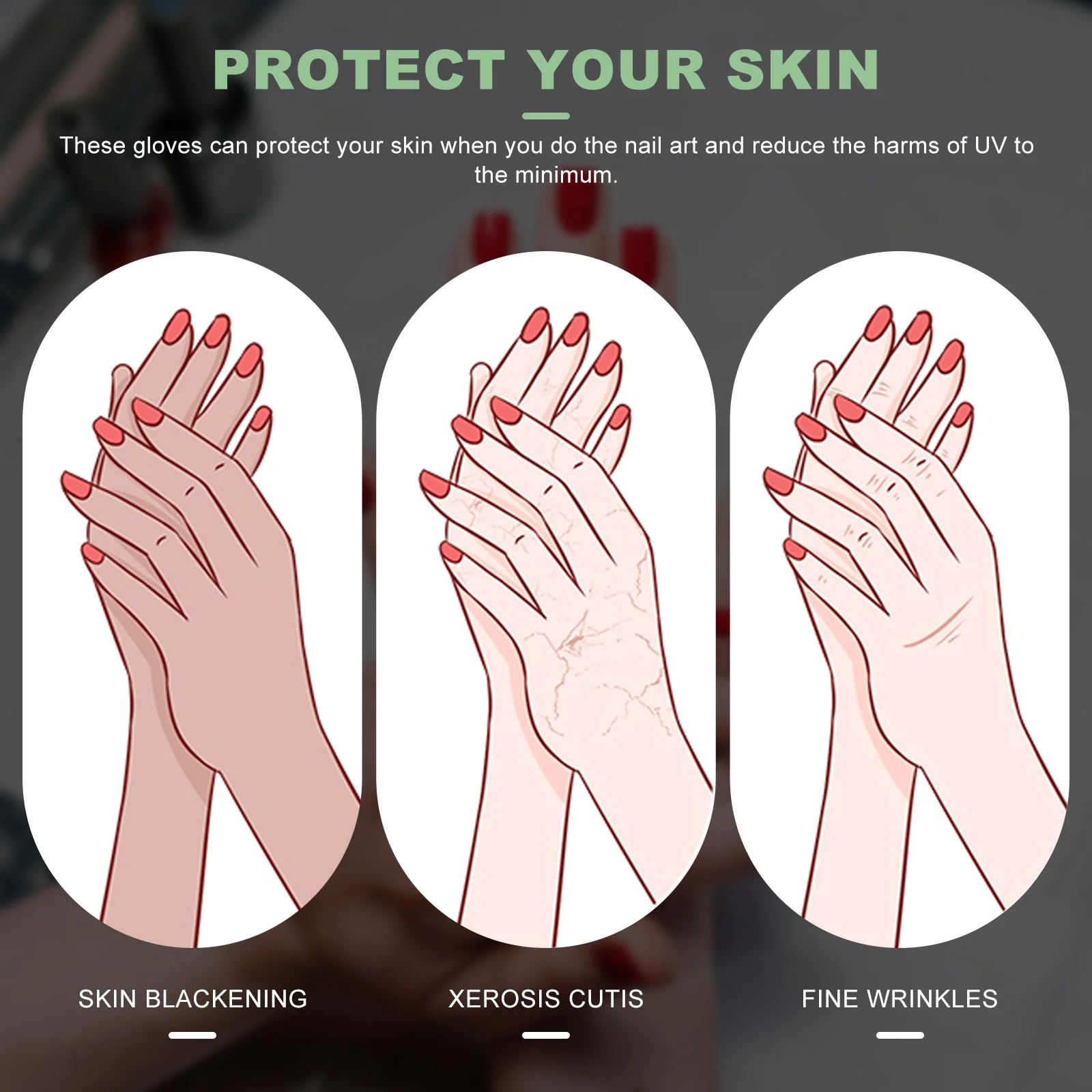 

1Pair Uv Protective Gloves for Manicure Nail Art Fingerless Anti-Uv Shield Beauty Tools Sunscreen Gloves for Hands Skin Care