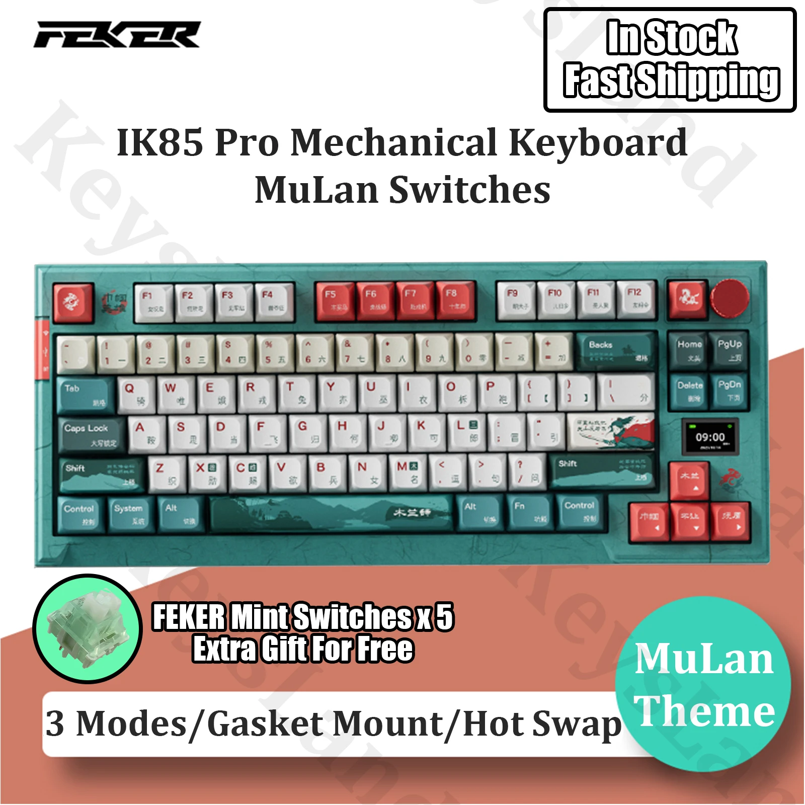 

FEKER Wireless Mechanical Keyboard IK85 Plus Pro RGB Lubed Switches Bluetooth 2.4G Gasket PBT Dye Sub Keycaps 8000mah Gaming