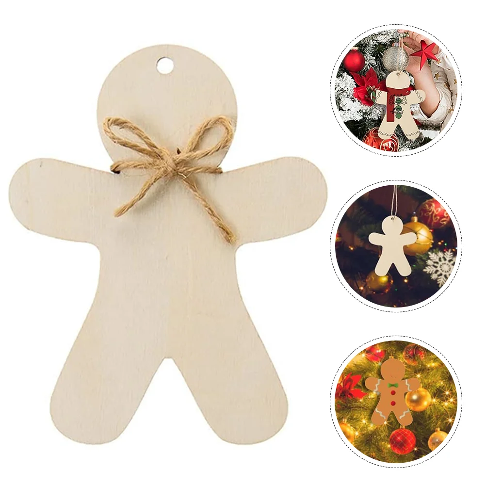 10 Pcs Wooden Christmas Tree Decoration Xmas Scene Layout Supplies Hanging Ornaments Crafts Pendants