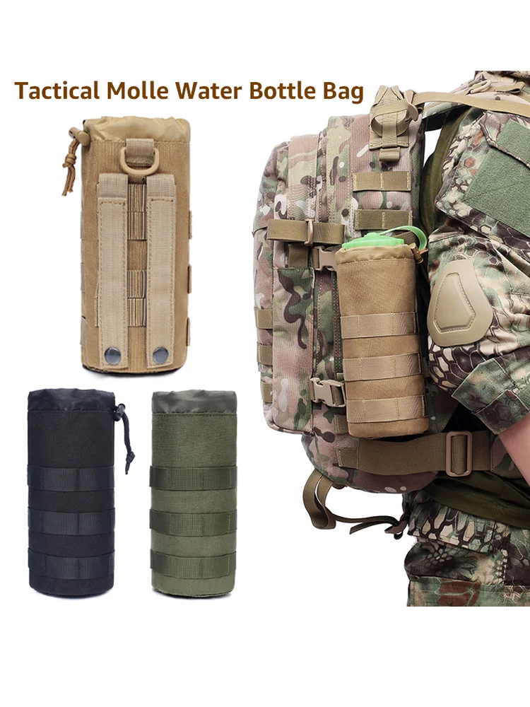 AliExpress NONE Tactical Molle Water Bottle Bag Pouch Holder Outdoor Travel Camping Hiking Cycling Fishing Hunting Water Bottle Kettle Carrier