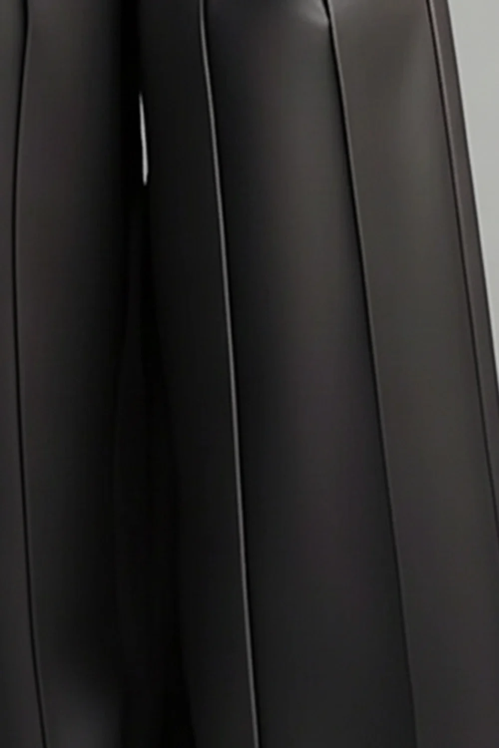 Plus Size Business Casual Grey Pocket Casual Wide Leg PU Leather Pants view 4