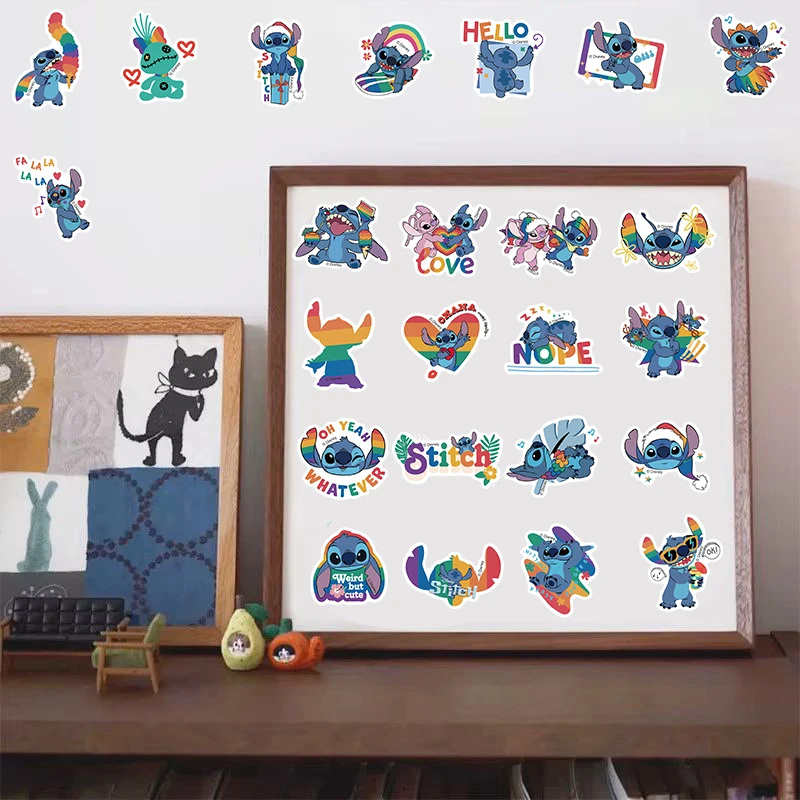 50/100PCS Cartoon Cute Disney Rainbow Stitch Sticker Aesthetic Luggage Skateboard Suitcase Laptop Personalize Bicycle Decals