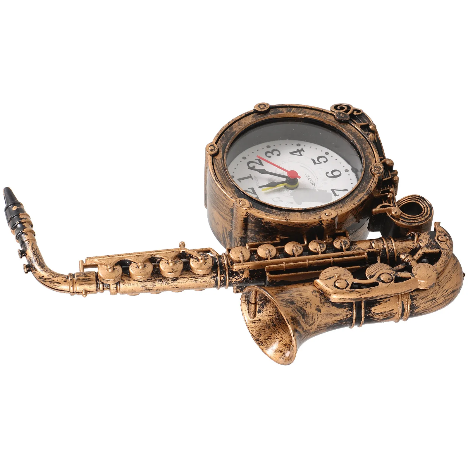 Stylish Saxophone Shaped Alarm Clock Vintage Desktop Clock for Bedroom Desk Table Decorative Modern Home Office Decor Silent