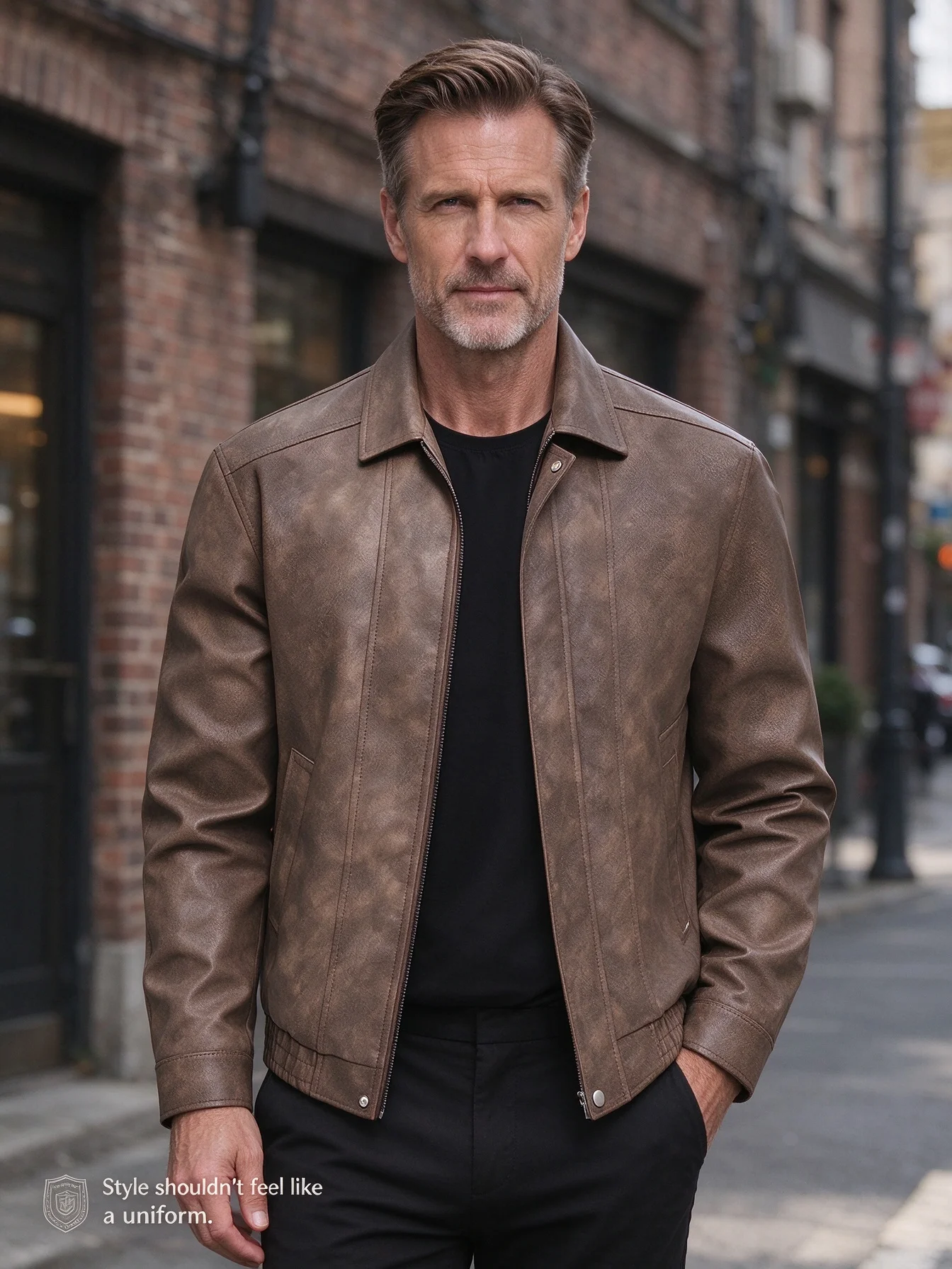 Men Retro Faux Leather Jacket, Designer Streetwear Lapel Zip Up Outerwear, High End Casual Men's Jacket For Men Outdoor Wear