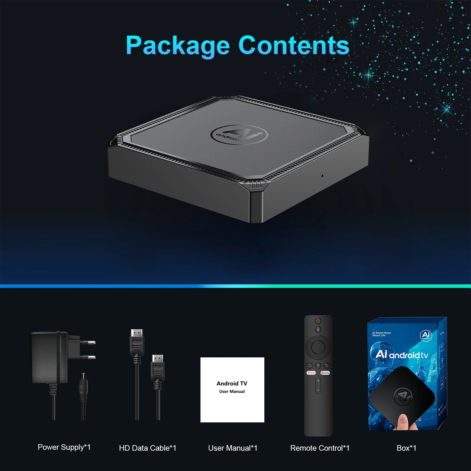 Velec Smart AI Smart TV Box 8+128GB 8K Video Android 15 Home Entertainment Media Player لـ NETFLIX Youtube مع جهاز تحكم عن بعد صوتي
