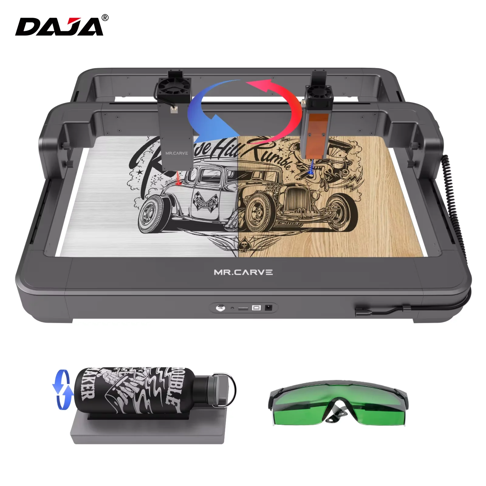 MR CARVE M3 Laser Engraver CNC Engraving All Material Dual Laser Heads for Metal Paper Plastic Leather Wood Cutting Machine