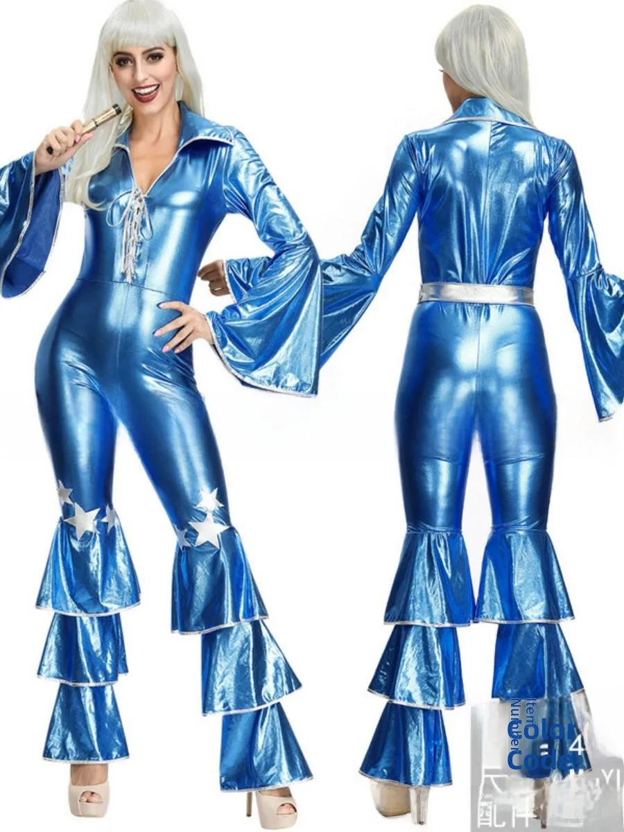 Costume da discoteca in pelle retrò arabo anni '70 Cosplay orm loween Outfit Abbigliamento da palcoscenico etnico da donna in poliestere