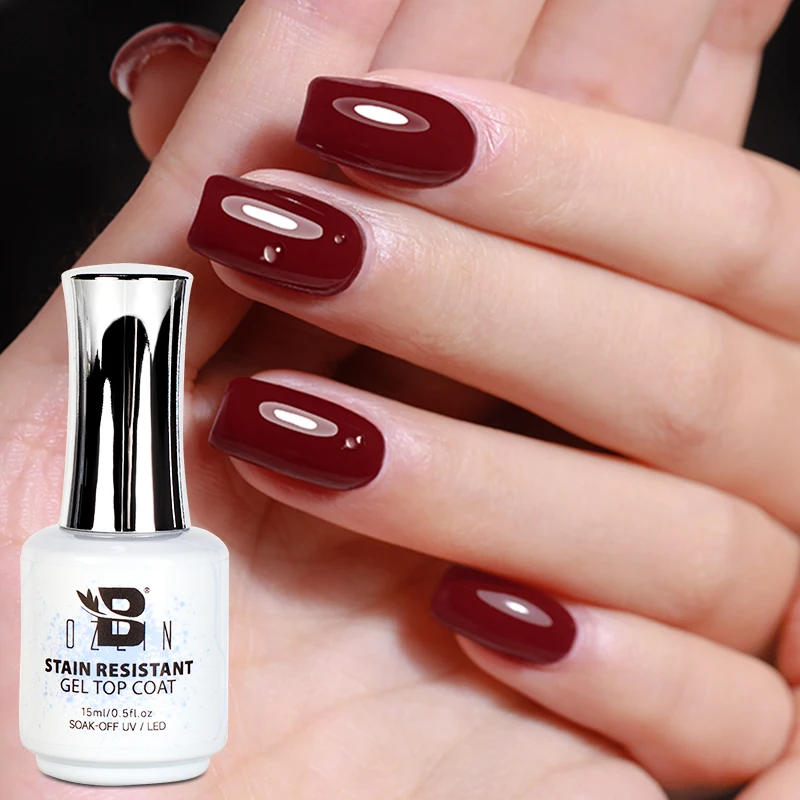 NEW Stain Resistant Gel Top Coat Gel Nail Polish UV Diamond Topcoat No Wipe Sealer Gel Finish Manicure Nail Art Salon Quality