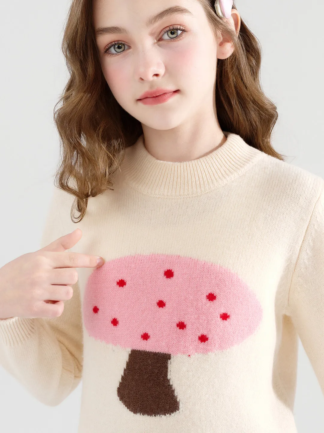 Camiseta de Punto para Niños y Niñas, Recién Nacidos y Niños Pequeños, Otoño Invierno, Patrón de Hongos, Color Sólido, Elegante para Niños Mayores