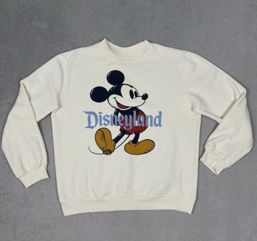 Official Disney character print comfortable cotton autumn and winter fleece round-neck hoodie for women and couples