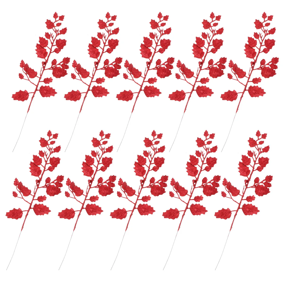 

Christmas Glitter Leaf Decor 10Pcs Artificial Pine Branches Gold Xmas Tree Pendant Holiday Home Decoration Faux Festive Greenery