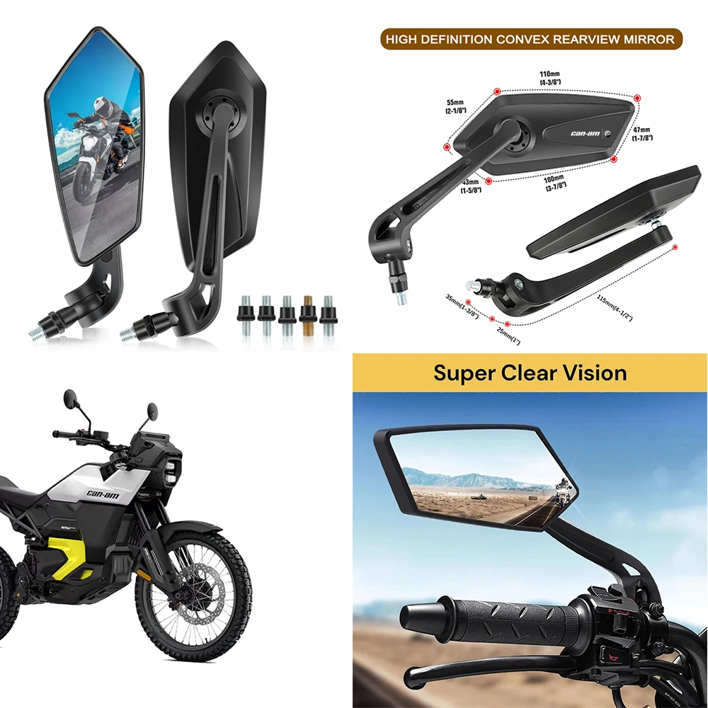 Motorcycle Mirrors Left Right Abs 360° Rotation 18-32mm Bar For BRP Can-Am  sea-doo GTI Jet Spyder F3 Spyder RT Maverick X3