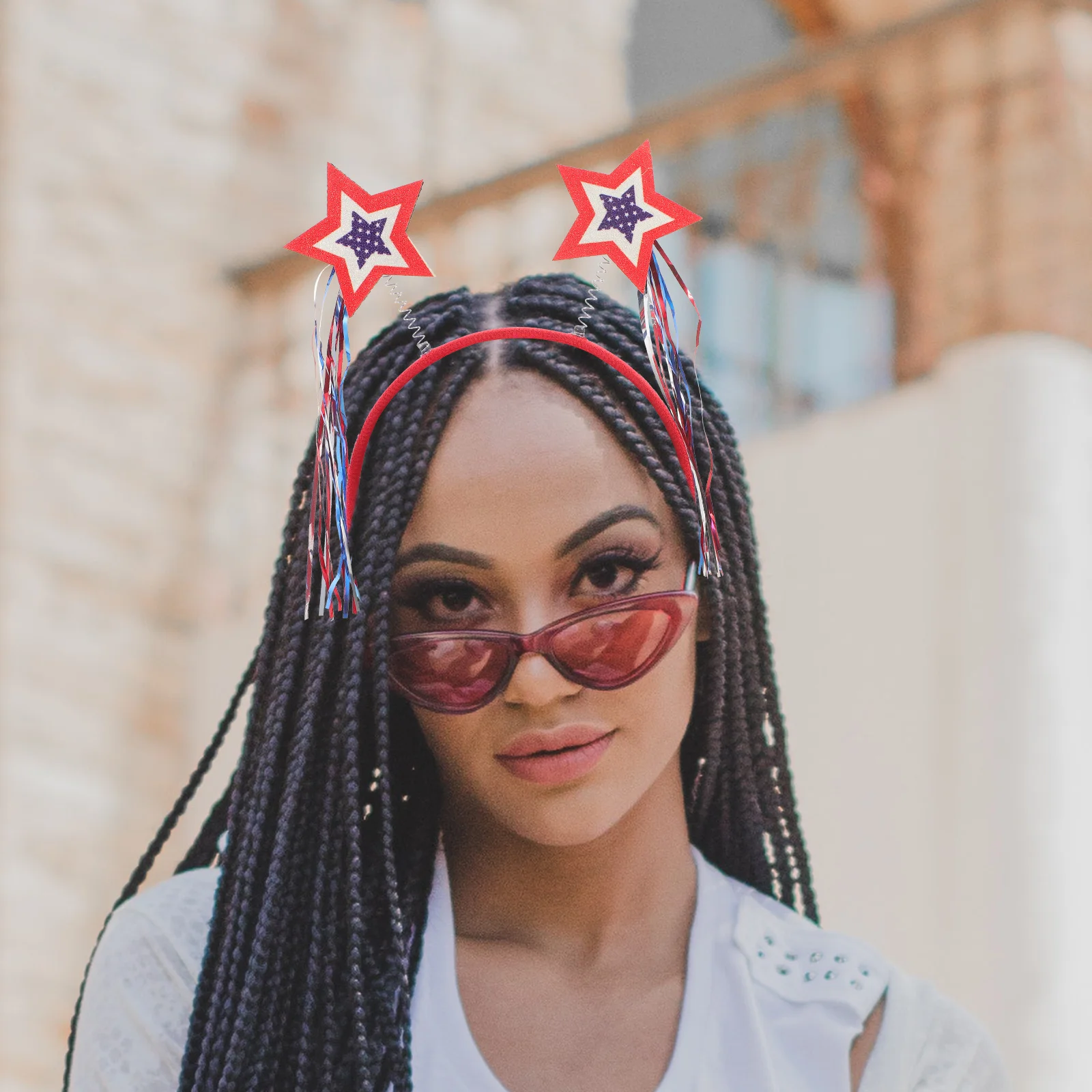 

Patriotic Five Pointed Star Headband Lovely Design Independence Day Party Hairband 4th of July Women Cosplay Headwear Festival