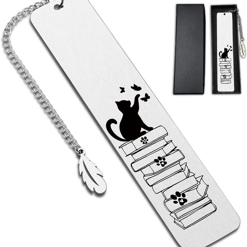 

Cartoon cat metal bookmarks, cute metal bookmarks with tassels, and reading office supplies for cat lovers