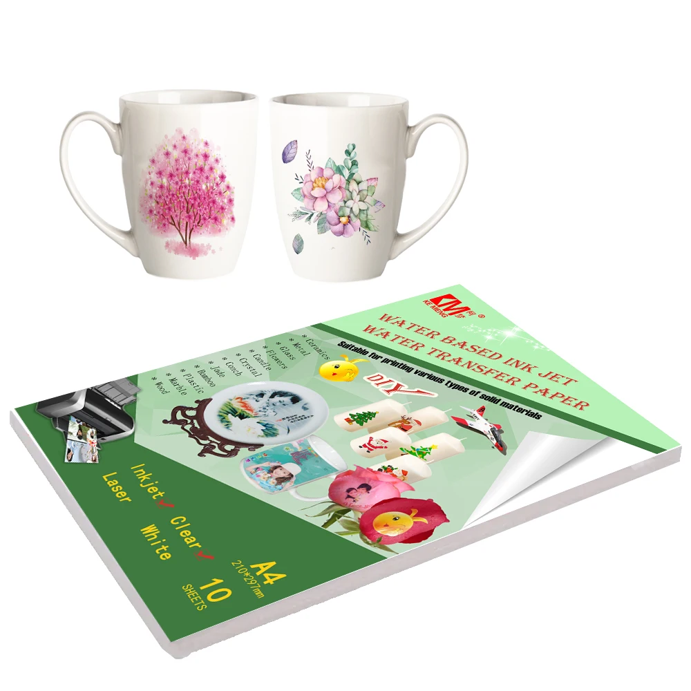 Hoge Resolutie DIY Design Cup voor Inkjet Printer A4 Waterglijbaan Transfer Printbaar Papier Transparant Waterglijbaan Decalpapier