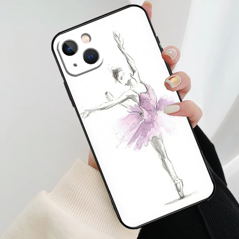 Ballerina Ballet Dance Girl Phone Case For iPhone 11 12 14 Pro Max 13 Mini X XR XS Max 7 8 Plus SE 2020 Soft Back Cover