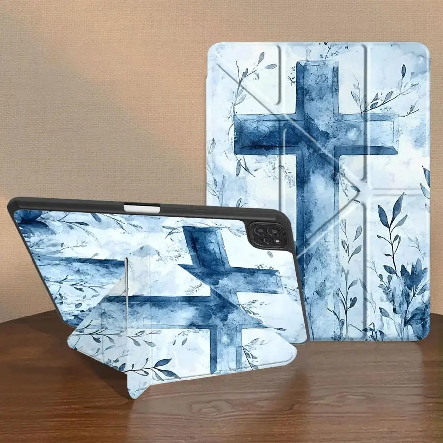 Creative Cross Art Holder Cover Tablet Case For iPad Pro 2025 Pro 11th 10th 9th 8th 7th 12.9inch Air 4 5 M3 M2 M4 11inch Mini 6