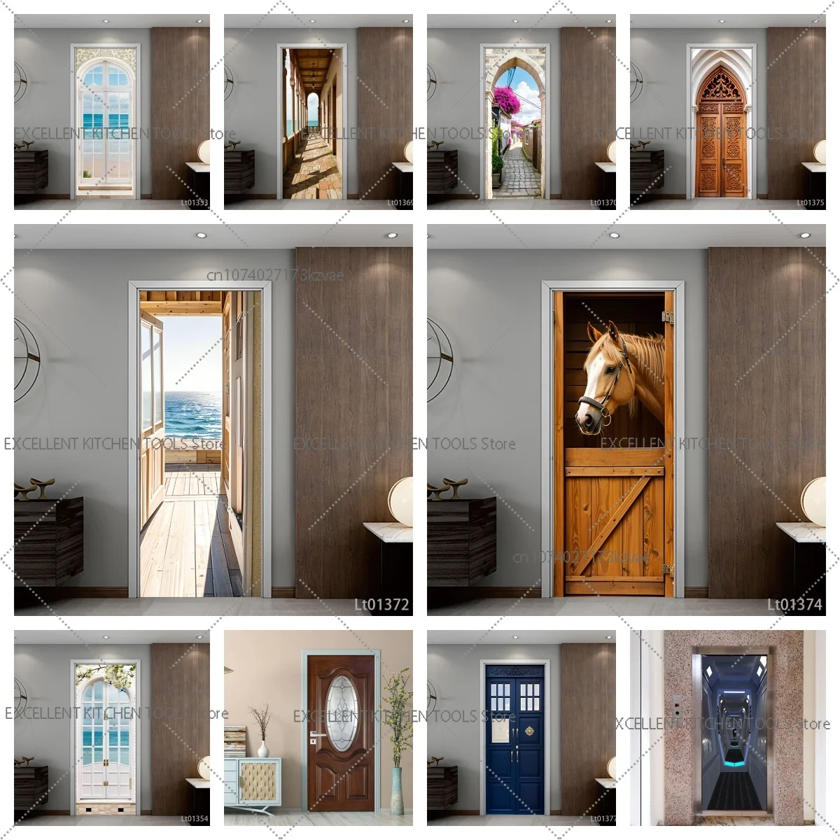 

3D stereo PVC decorative wallpaper covering film self-pasted interior and exterior door stickers decoration