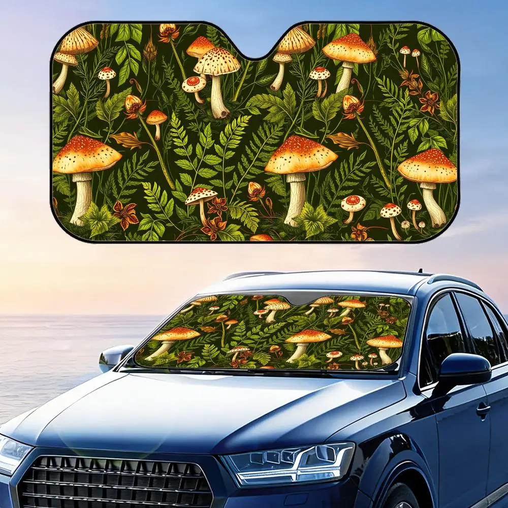 

Ретро-солнцезащитный козырек с рисунком гриба, многоразовый, из алюминиевой фольги, для автомобиля, защита от УФ-излучения, теплоизоляция, накидка на лобовое стекло