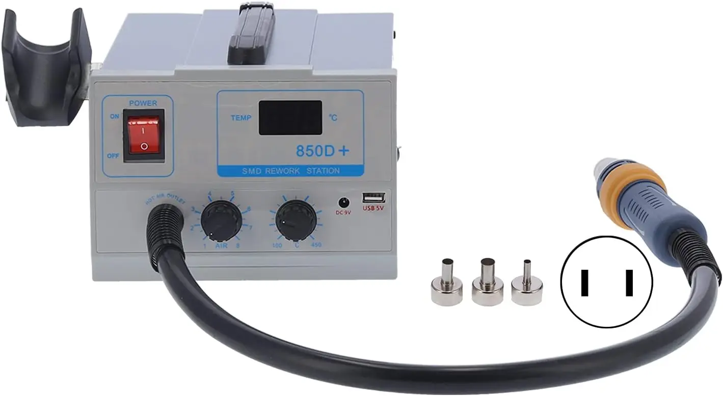 Air Rework Station, 850D Soldering Iron Station Led Digital Display Soldering Stations Induction Switch For Shrinkage,