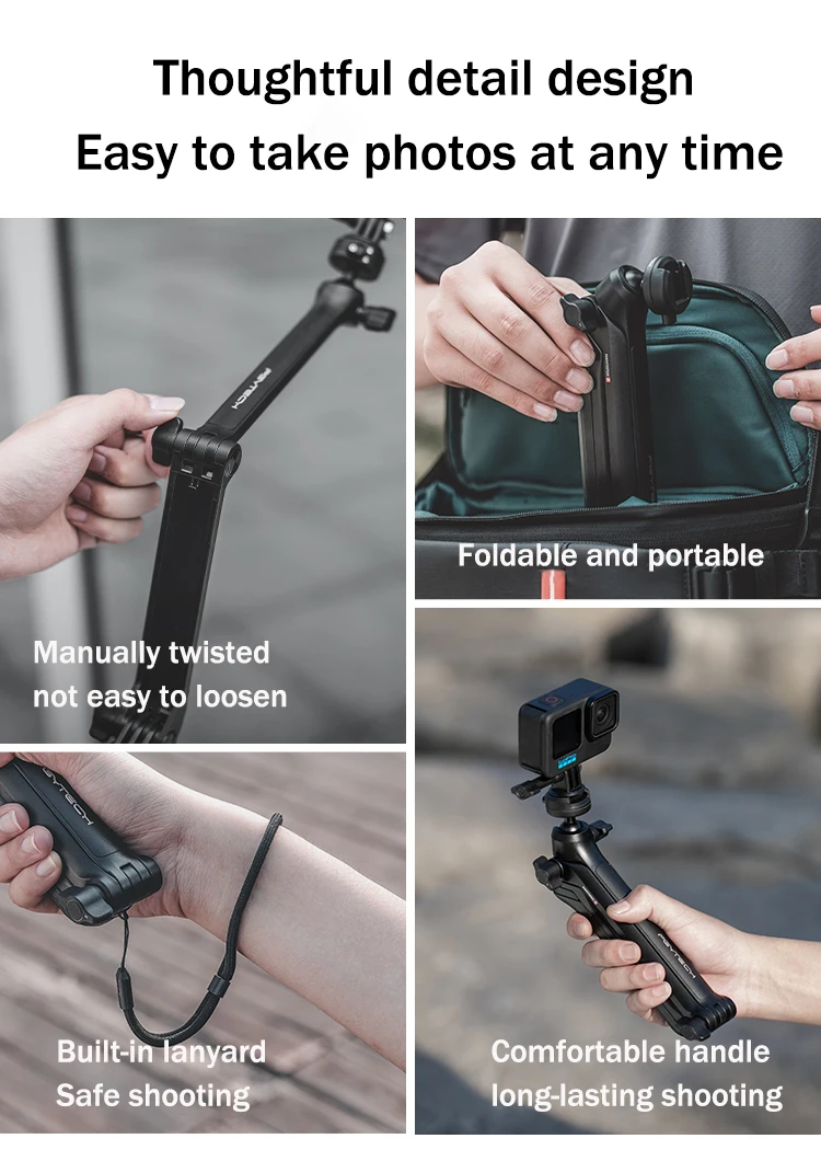 PGYTECH Caplock Mantispod Z ขาตั้งกล้อง 3 Way Monopod Pole Hand Grip สําหรับ GoPro Hero 12 11/ Insta360/DJI Osmo Action 4/3 กระเป๋า 3