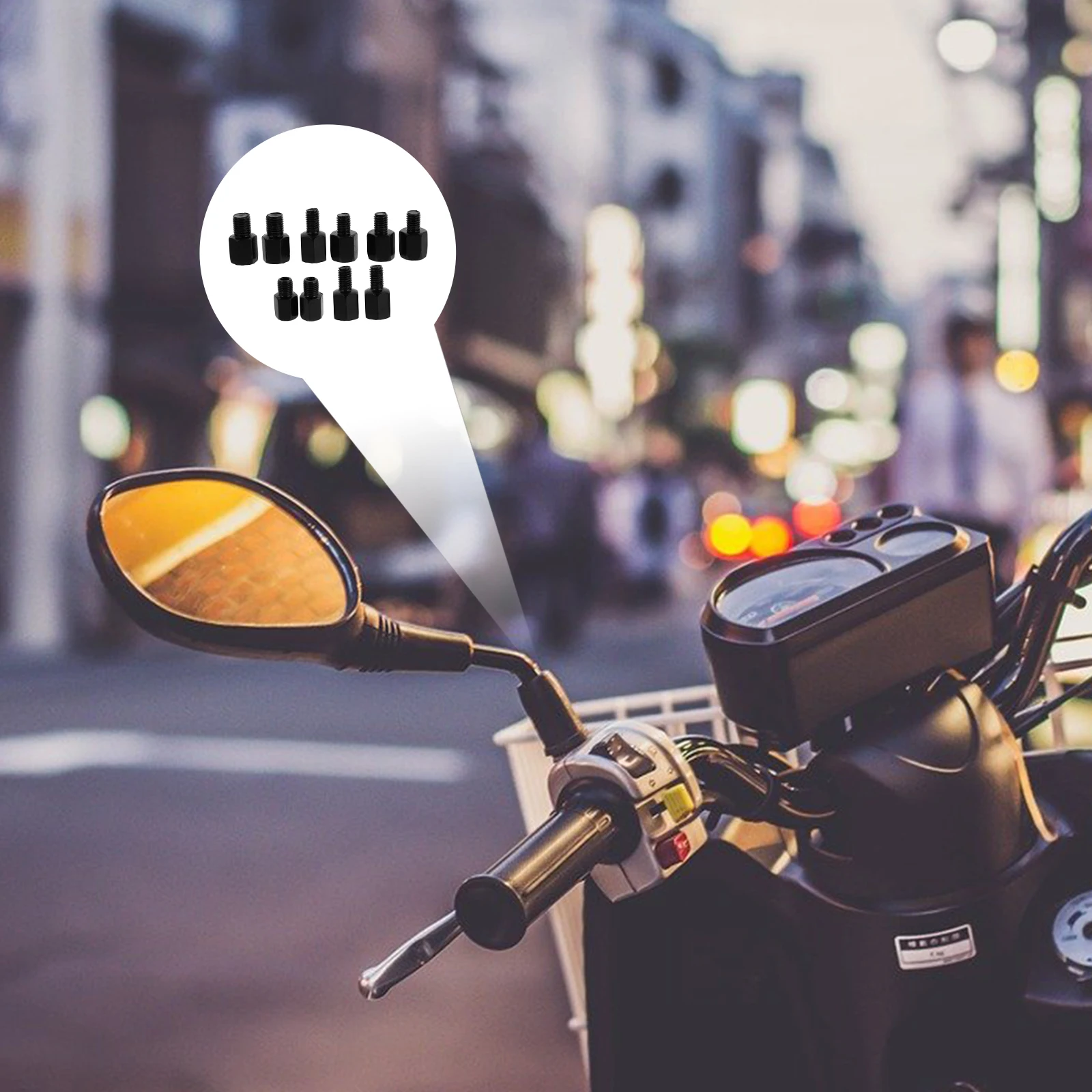 

10 pcs Motorcycle Extenders Mirror Mount Risers Rearview Mirror Adapter Motorbike Electric Bicycles Durable Steel Anti Rust