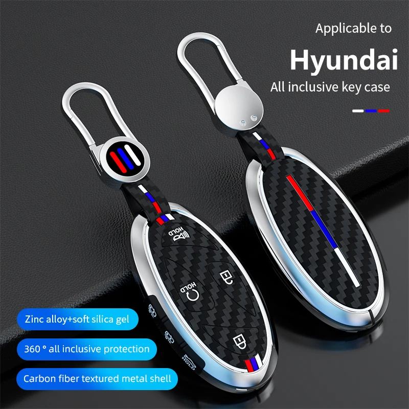 5 7 Buttons Zinc Alloy + Silicone Car Key Case Cover For Hyundai Kona Ev Grandeur GN7 IONIQ 6 2023 2024 Remote Key Protect Shell