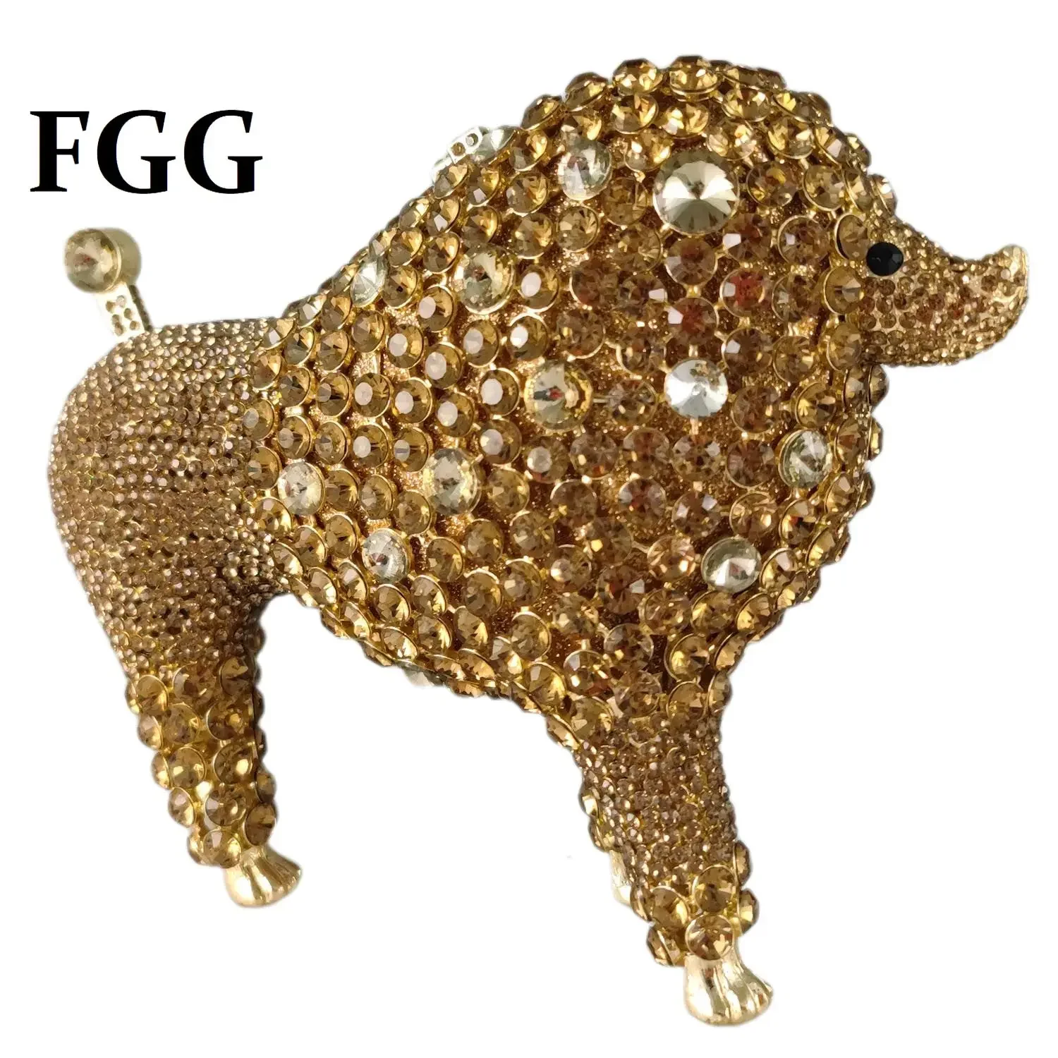 

Boutique De FGG (in stock) Poodle Minaudiere Clutch Handbag Women Puppy Crystal Evening Bags Party Dinner Dog Shape Handbags