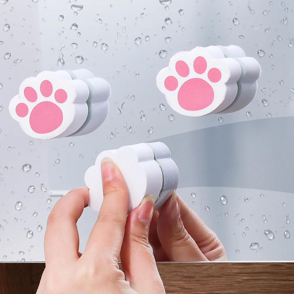 1/3pcs Glass Mirror Wipe Cat Claw Sponge Wipes Table Doors Windows Cleaning Sponge Household Kitchen Bathroom Sink Washing Tools