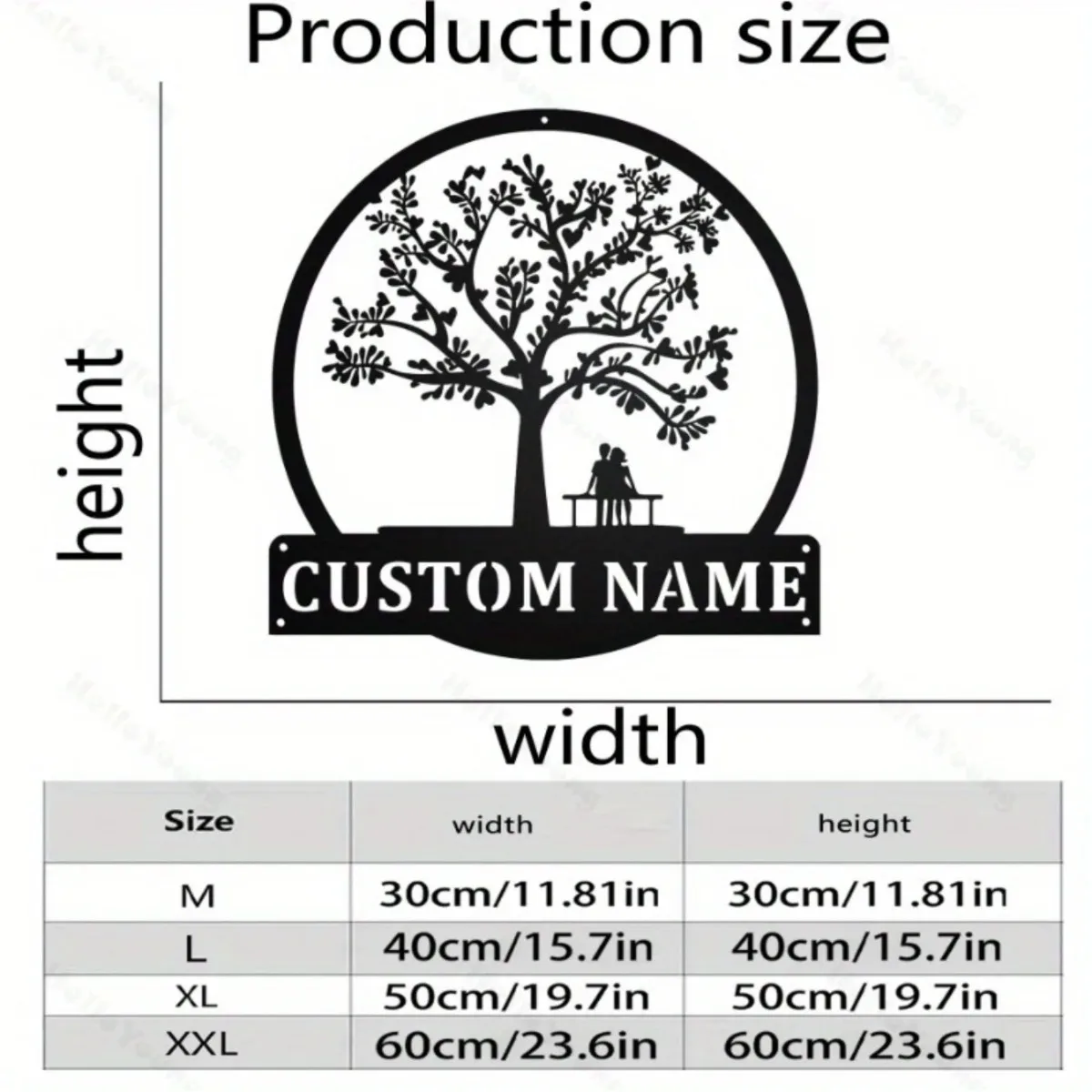 علامة معدنية لشجرة الحب والحياة رائجة البيع - صورة ظلية لقبية قابلة للتخصيص، مثالية لحديقة المطبخ المنزلية في الهواء الطلق