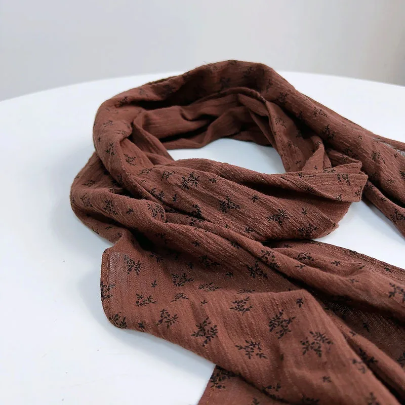 2024 Spring and Autumn New Floral Scarf Fashion Korean Cotton Retro Scarf Female Thin Breathable Shawl