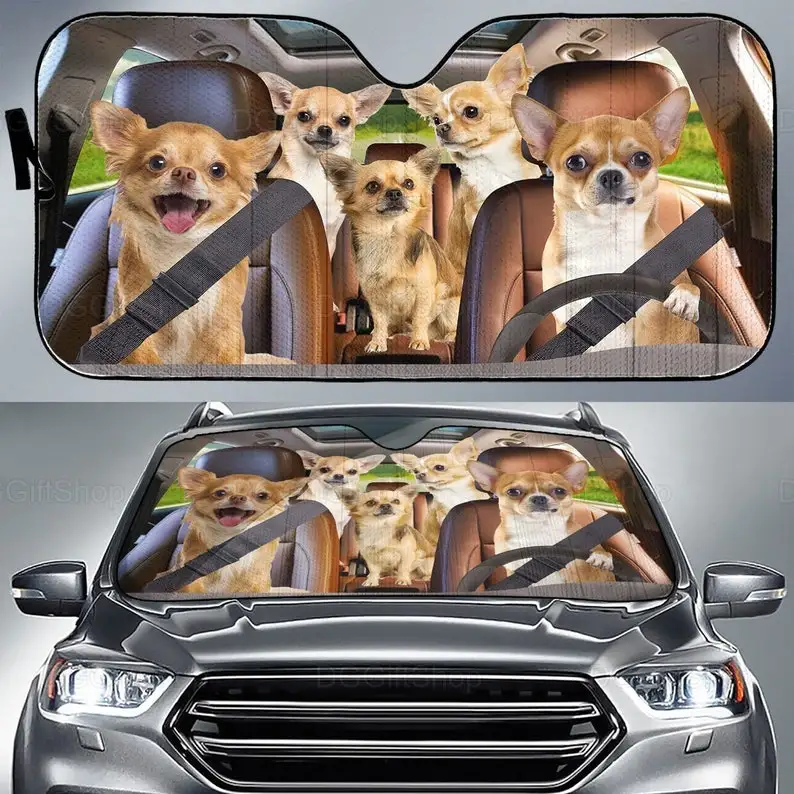 

Chihuahua Car Sunshade, Chihuahua Car Decoration, Chihuahua Lover, Car Auto Sun Shade, Gift For Him, Funny Chihuahua Sunshade LN