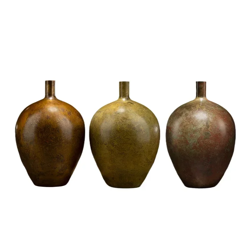 Master Copper, nine-inch blue living room tabletop vase, copper ornament, home decoration
