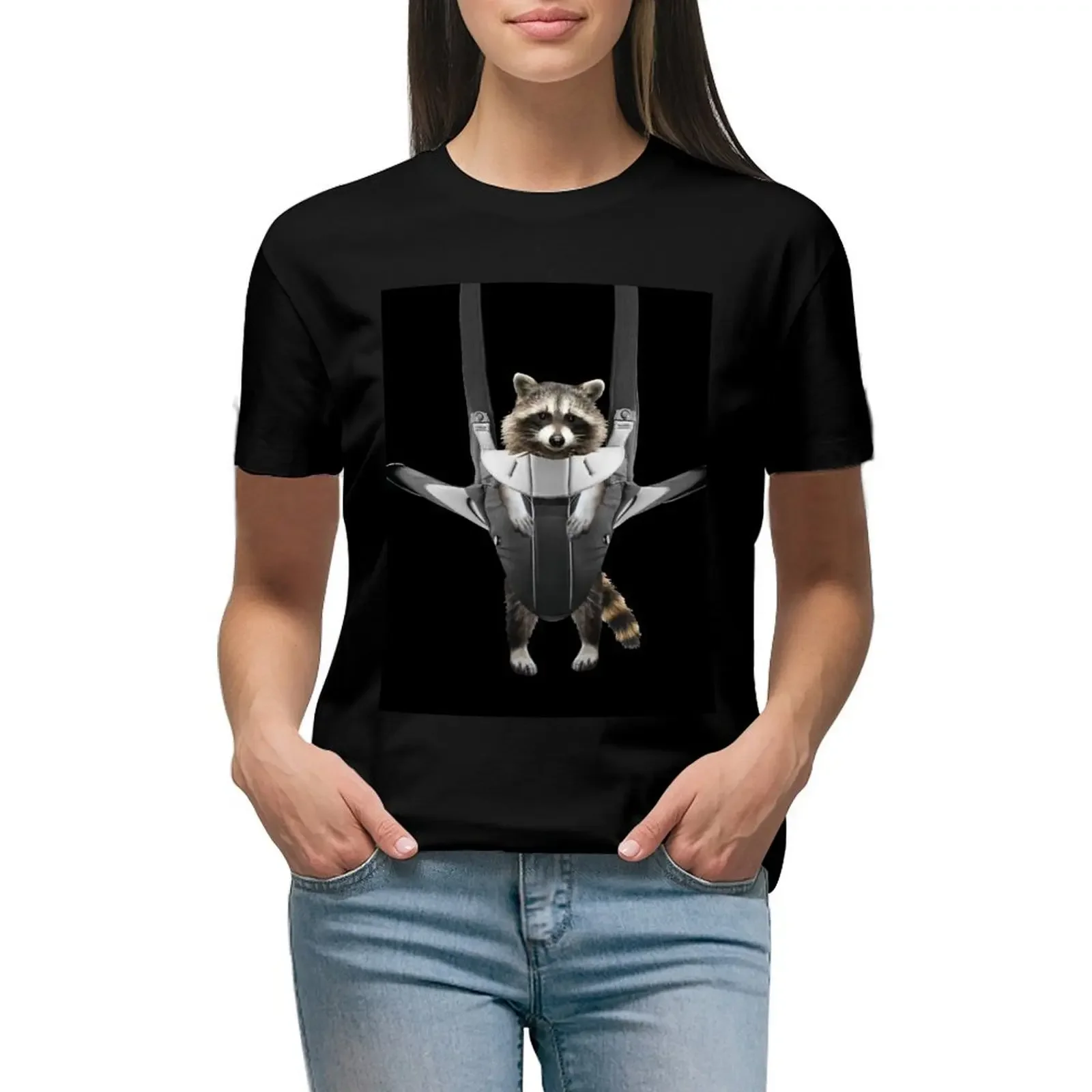 

Raccoon whisperer T-Shirt animal print shirt for girls Female clothing shirts graphic tees blanks cotton t shirts Women