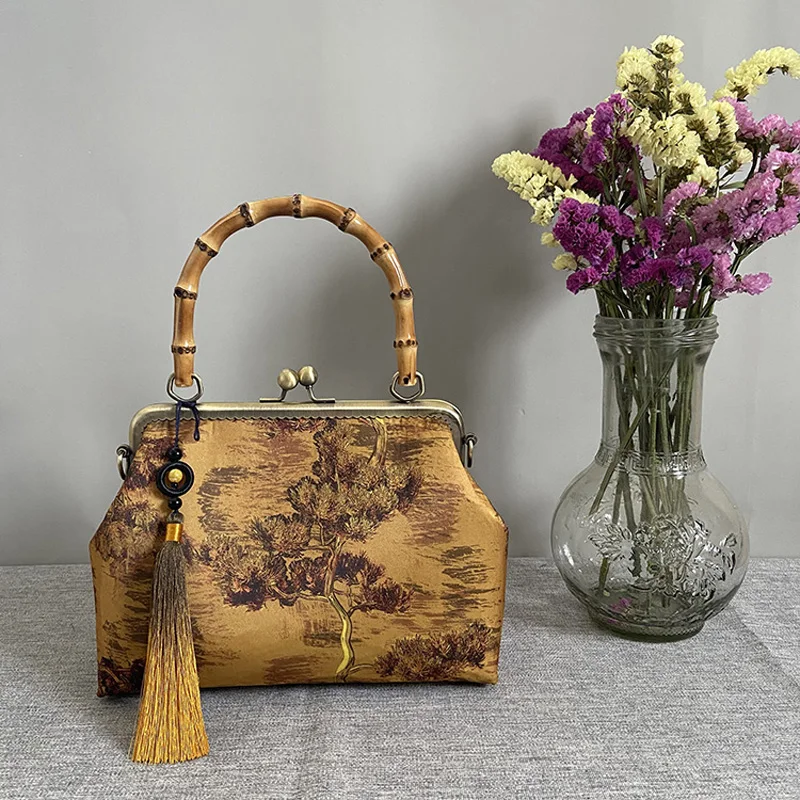 

Tote Women's Handbags Hand Fringe Bag Classic Yellow Japan Style Original Handmade Japanese Women Bag Chain Strap Bags