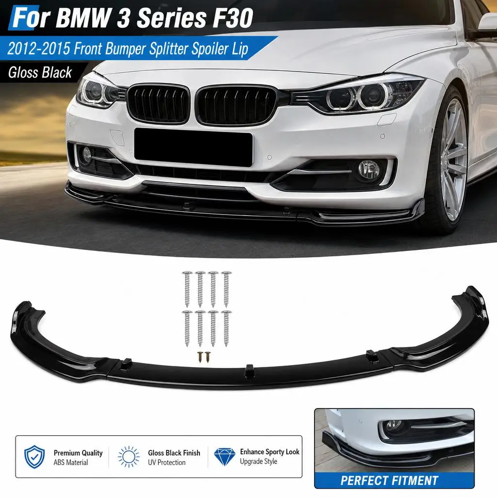 Glänzend Schwarzer Frontstoßstangen-Lippen-Spoiler für BMW 3er Serie F30 F35 2012-2015 Karosserie-Kit