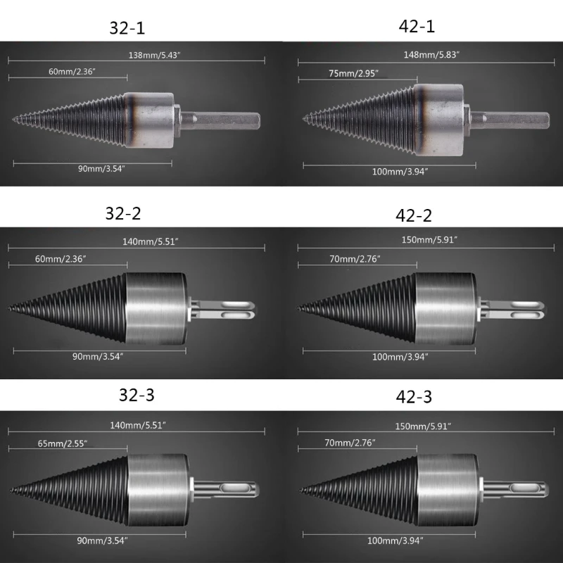 Imagem -06 - Broca Rachadora Haste Hexagonal Máquina Lenha Rachadora Broca Cone Motorista Divisor Toras Dropship