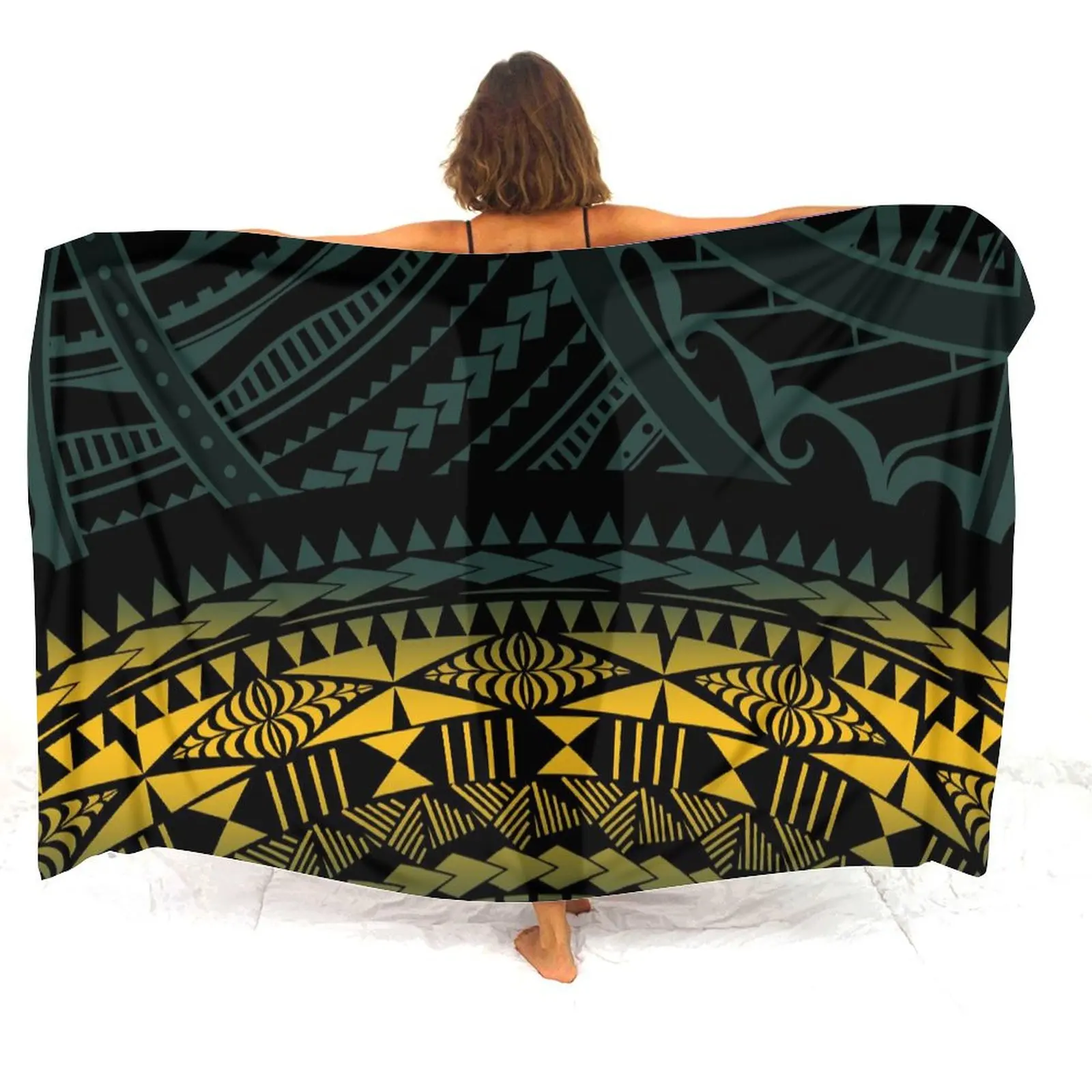 2024 New Sarong Polynesian Tribal Design Custom Art Print Soft Comfort Sarong Seaside One-Piece Sun Protection Cape