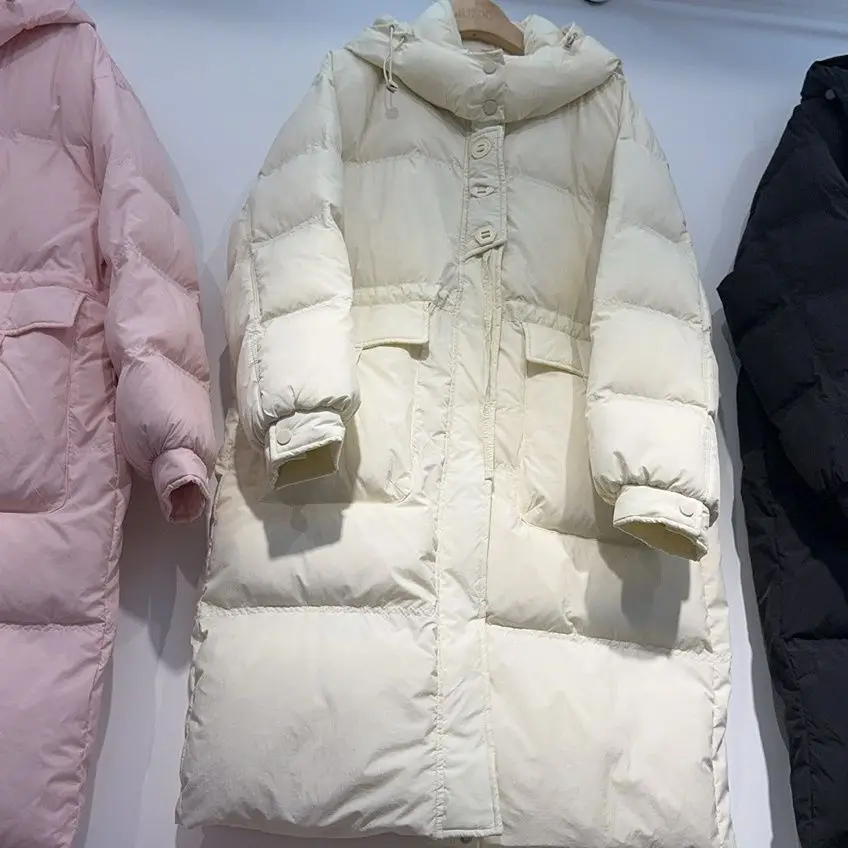 

Женское парковое пальто с капюшоном и завязками на талии, теплое однотонное пальто-паркер с карманами и воротником-стойкой, длинными рукавами, 2025 г.